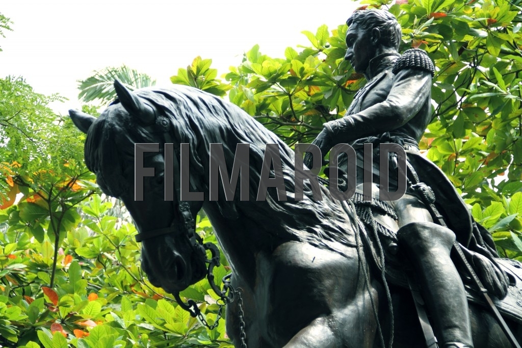 The statue of historical hero Simón Bolivar found at Plaza Bolivar in Cartagena Colombia