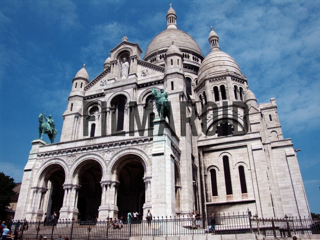 The Sacré-Cœur Basilica - Lateral view of the Basilica in Montmartre District